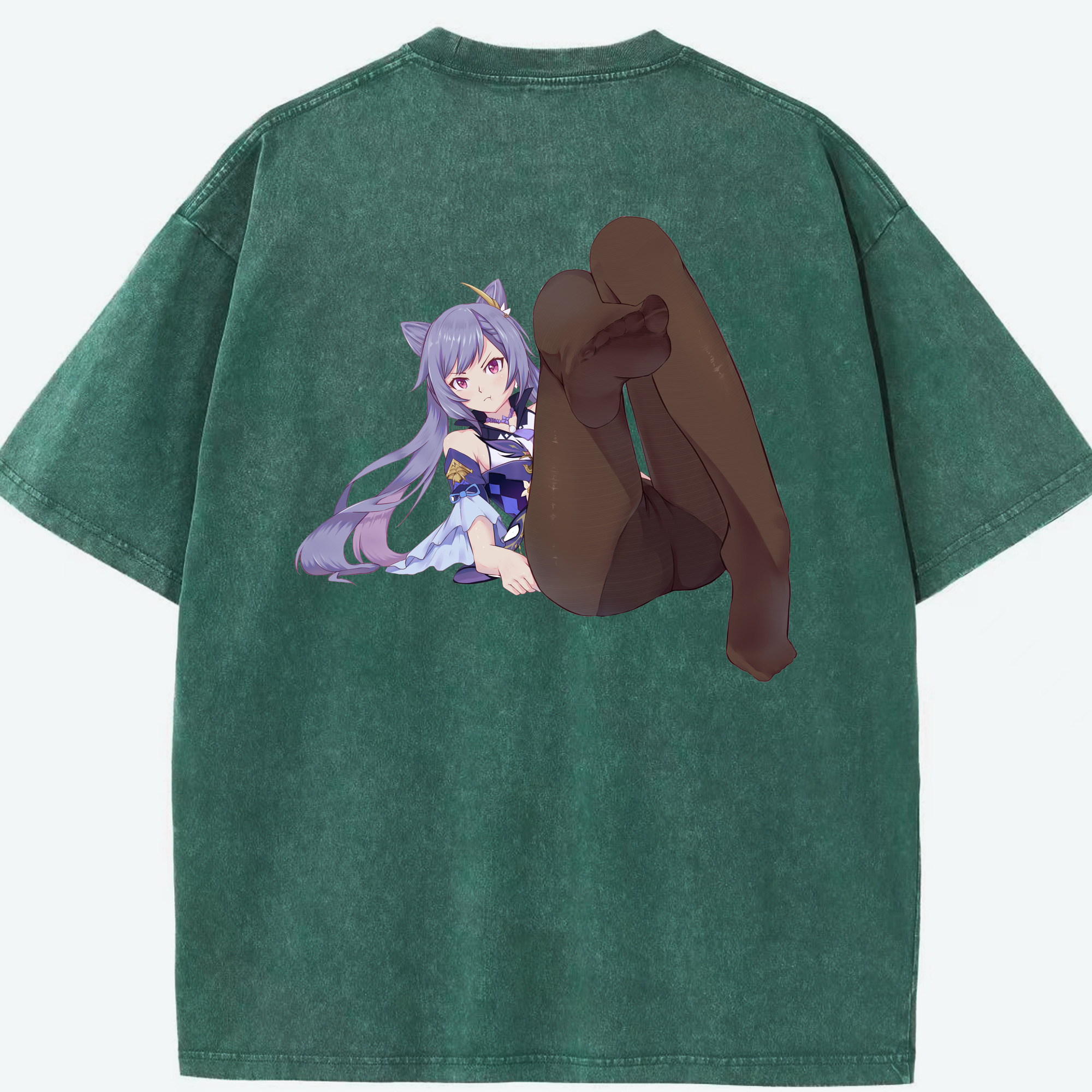 げんし神 刻晴 こくせい genshin Kokusei 綿100% ヴィンテージ風 半袖Tシャツ（背面プリント）